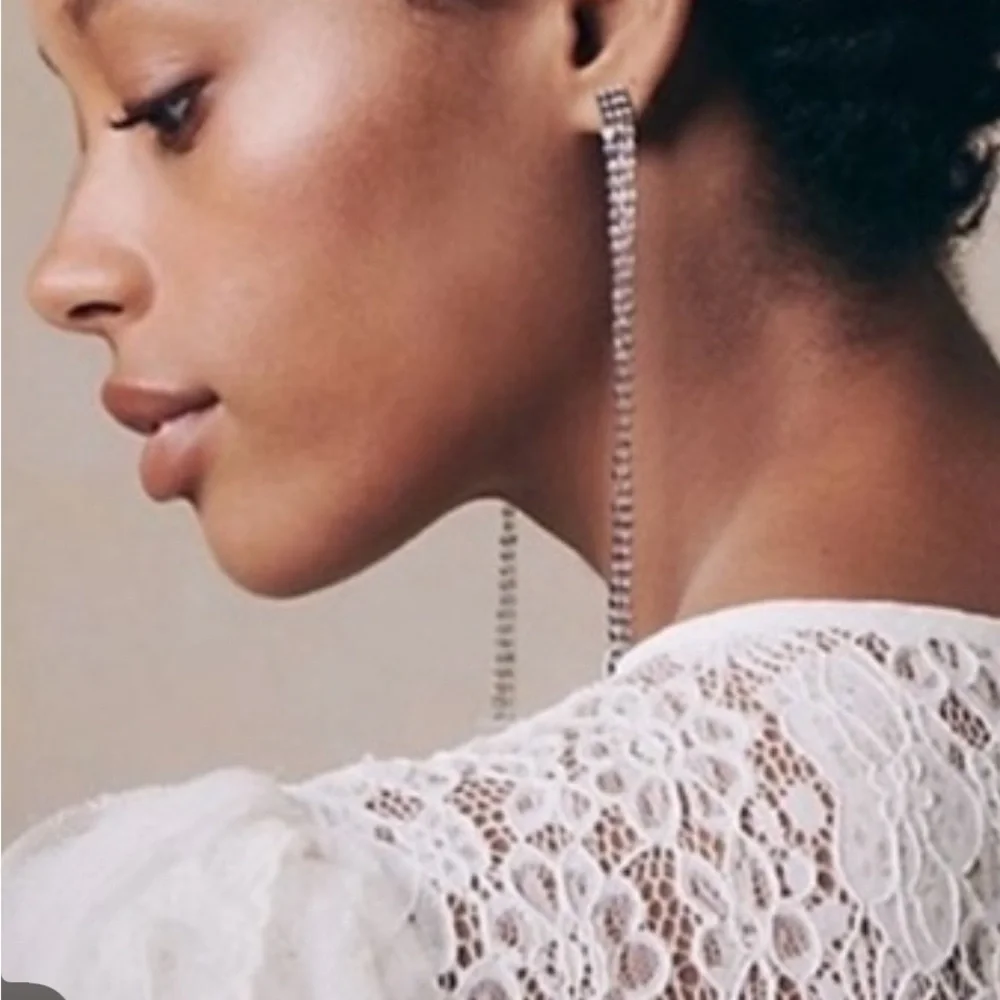 Free People Sparkle City Silver Toned Dangle Earrings NWT